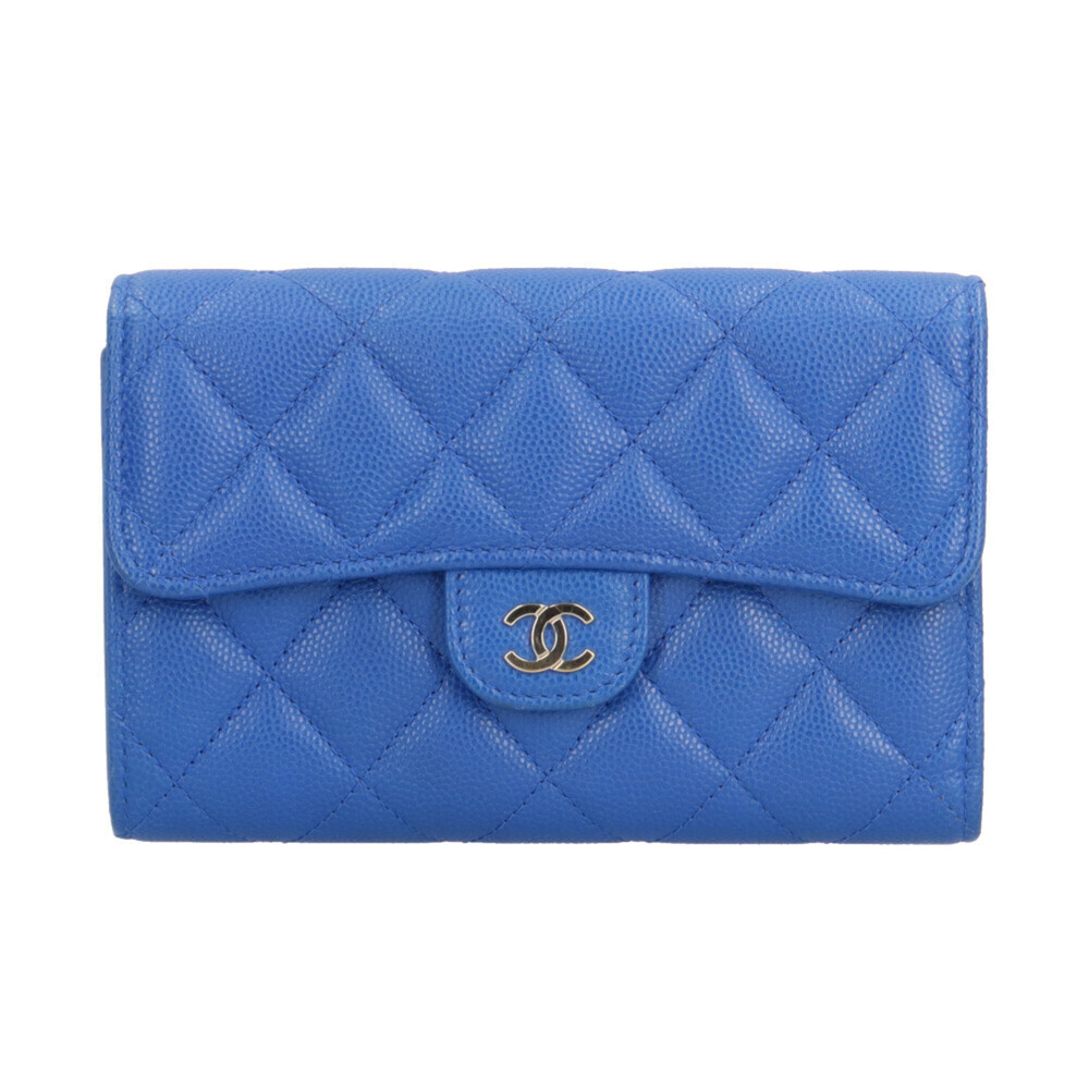 Chanel Blue Caviar Leather Wallet